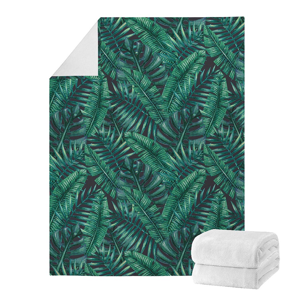 Watercolor Tropical Leaf Pattern Print Blanket
