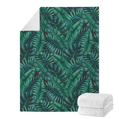 Watercolor Tropical Leaf Pattern Print Blanket