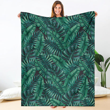 Watercolor Tropical Leaf Pattern Print Blanket