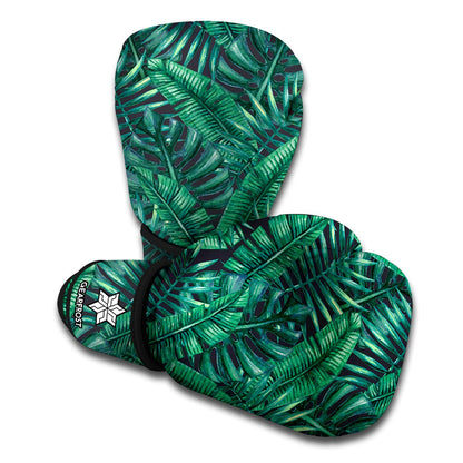Watercolor Tropical Leaf Pattern Print Boxing Gloves