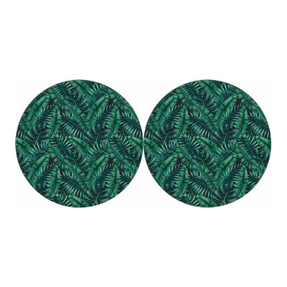 Watercolor Tropical Leaf Pattern Print Car Coasters