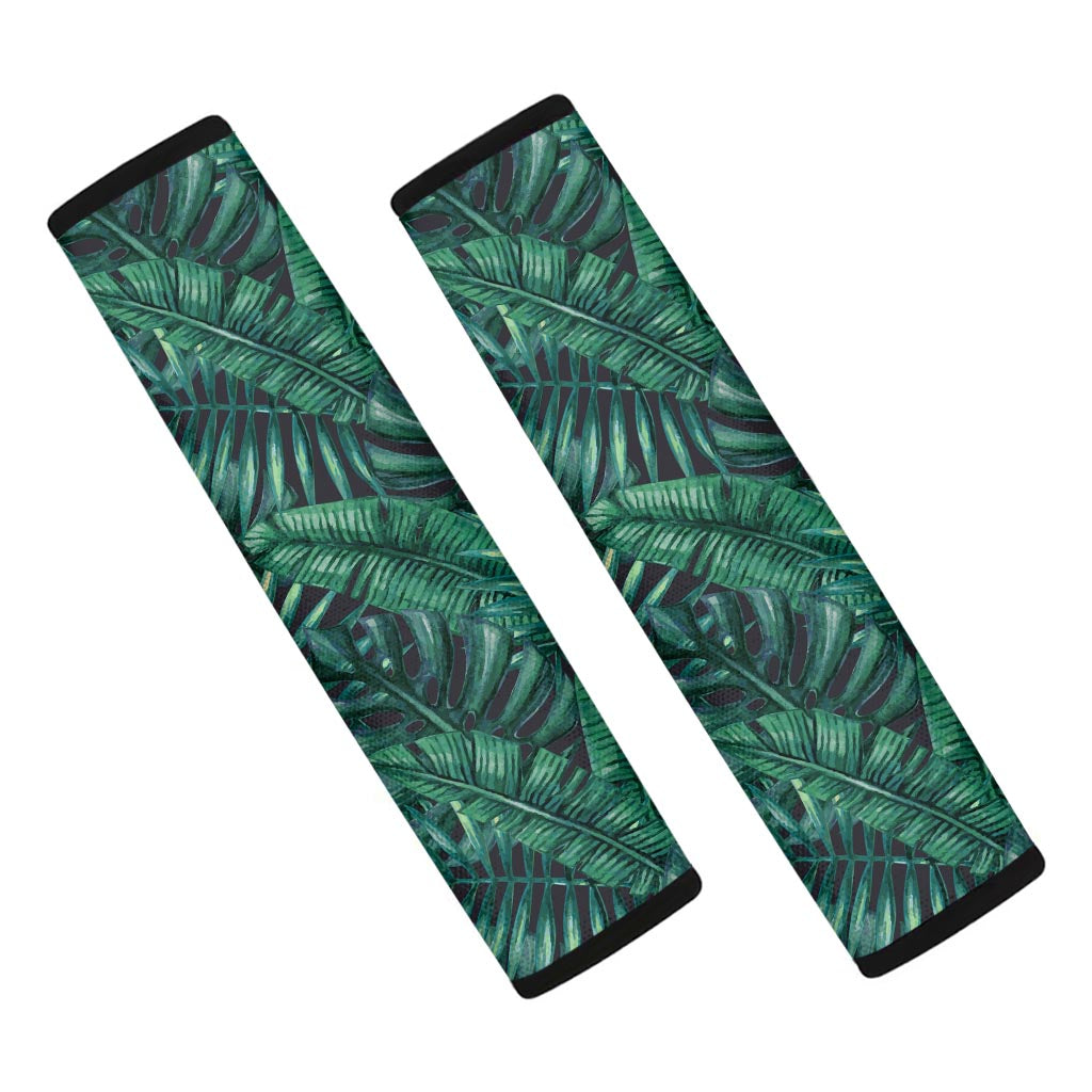 Watercolor Tropical Leaf Pattern Print Car Seat Belt Covers