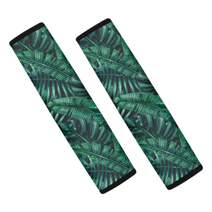 Watercolor Tropical Leaf Pattern Print Car Seat Belt Covers