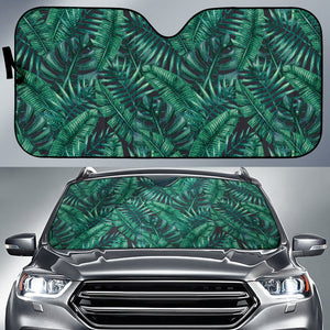 Watercolor Tropical Leaf Pattern Print Car Sun Shade GearFrost