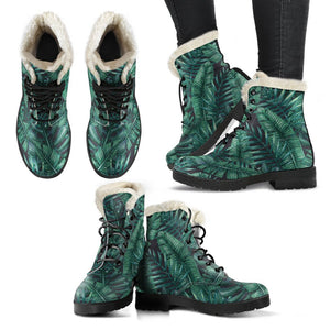 Watercolor Tropical Leaf Pattern Print Comfy Boots GearFrost