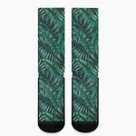 Watercolor Tropical Leaf Pattern Print Crew Socks