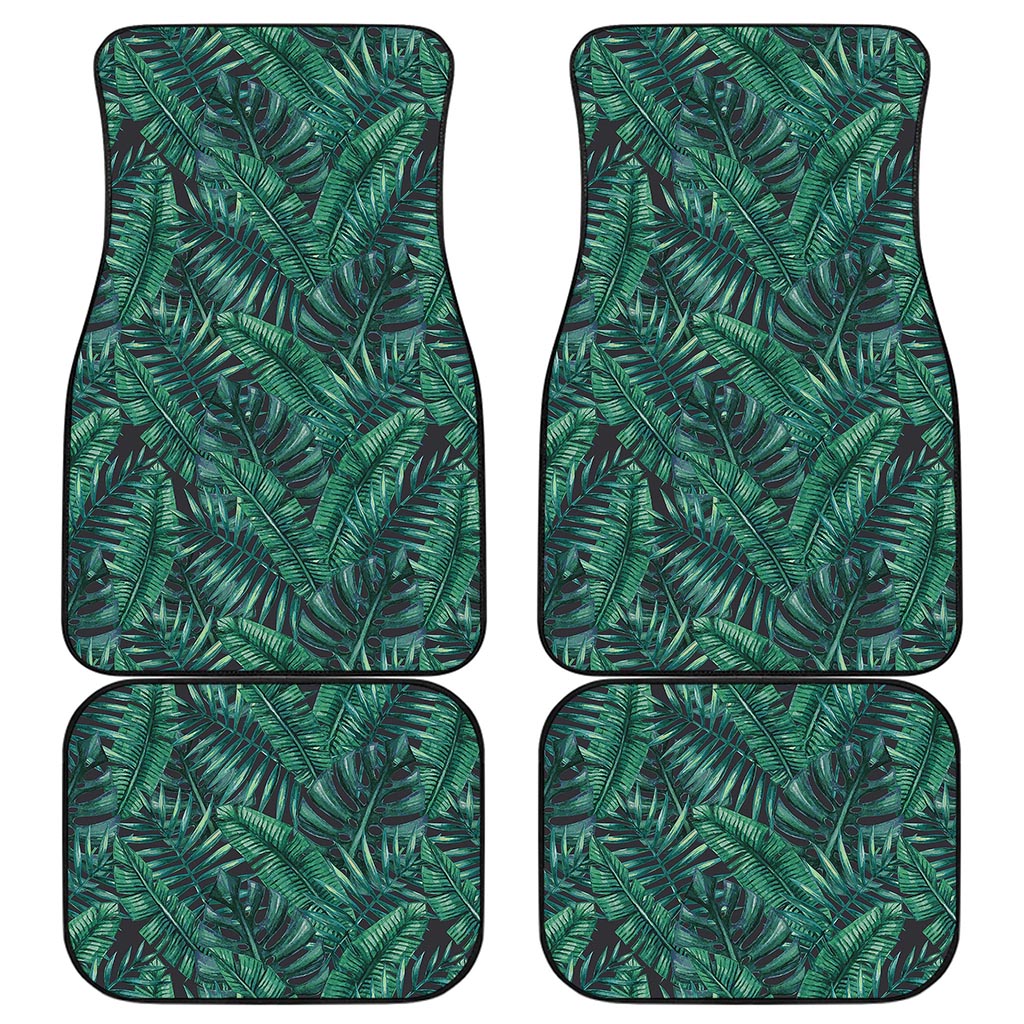 Watercolor Tropical Leaf Pattern Print Front and Back Car Floor Mats