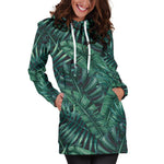 Watercolor Tropical Leaf Pattern Print Hoodie Dress GearFrost