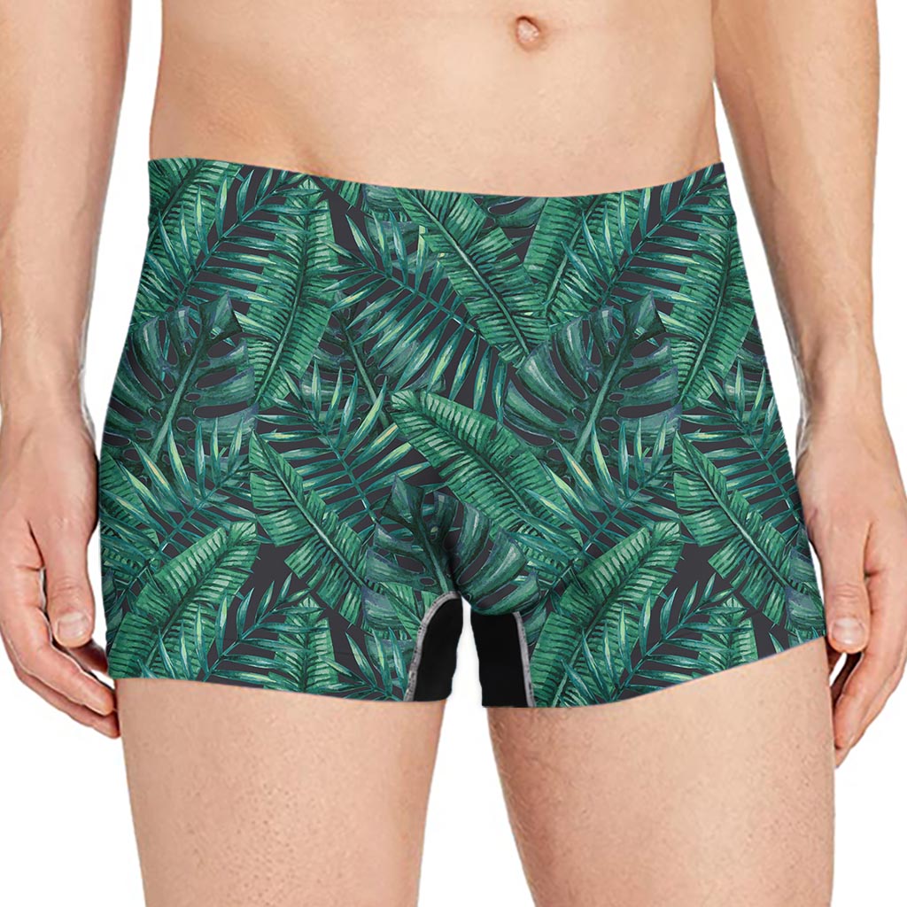 Watercolor Tropical Leaf Pattern Print Men's Boxer Briefs