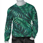 Watercolor Tropical Leaf Pattern Print Men's Crewneck Sweatshirt GearFrost