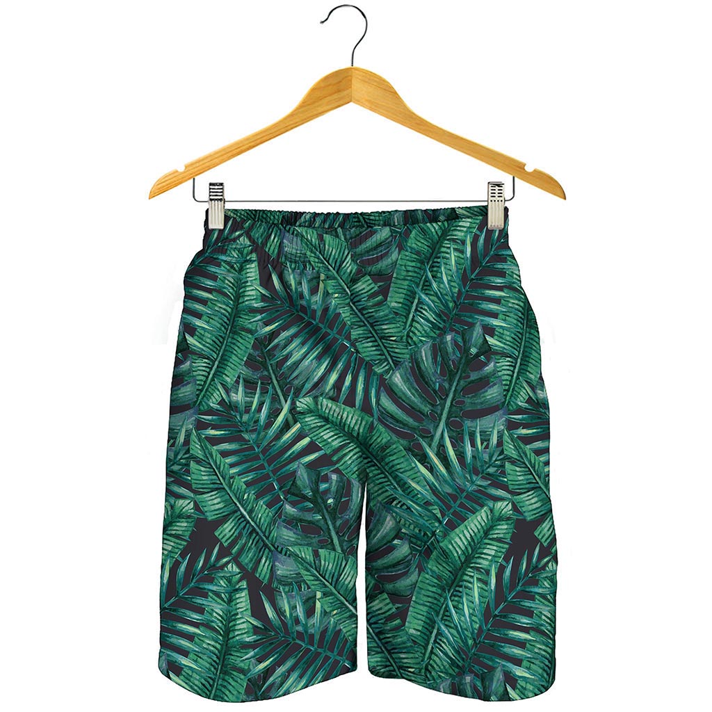 Watercolor Tropical Leaf Pattern Print Men's Shorts