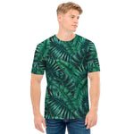 Watercolor Tropical Leaf Pattern Print Men's T-Shirt