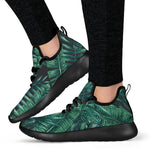 Watercolor Tropical Leaf Pattern Print Mesh Knit Shoes GearFrost
