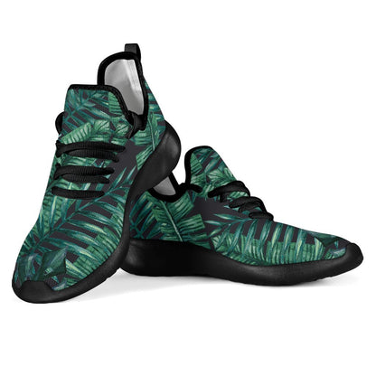 Watercolor Tropical Leaf Pattern Print Mesh Knit Shoes GearFrost