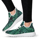 Watercolor Tropical Leaf Pattern Print Mesh Knit Shoes GearFrost