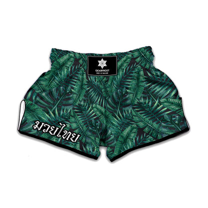 Watercolor Tropical Leaf Pattern Print Muay Thai Boxing Shorts