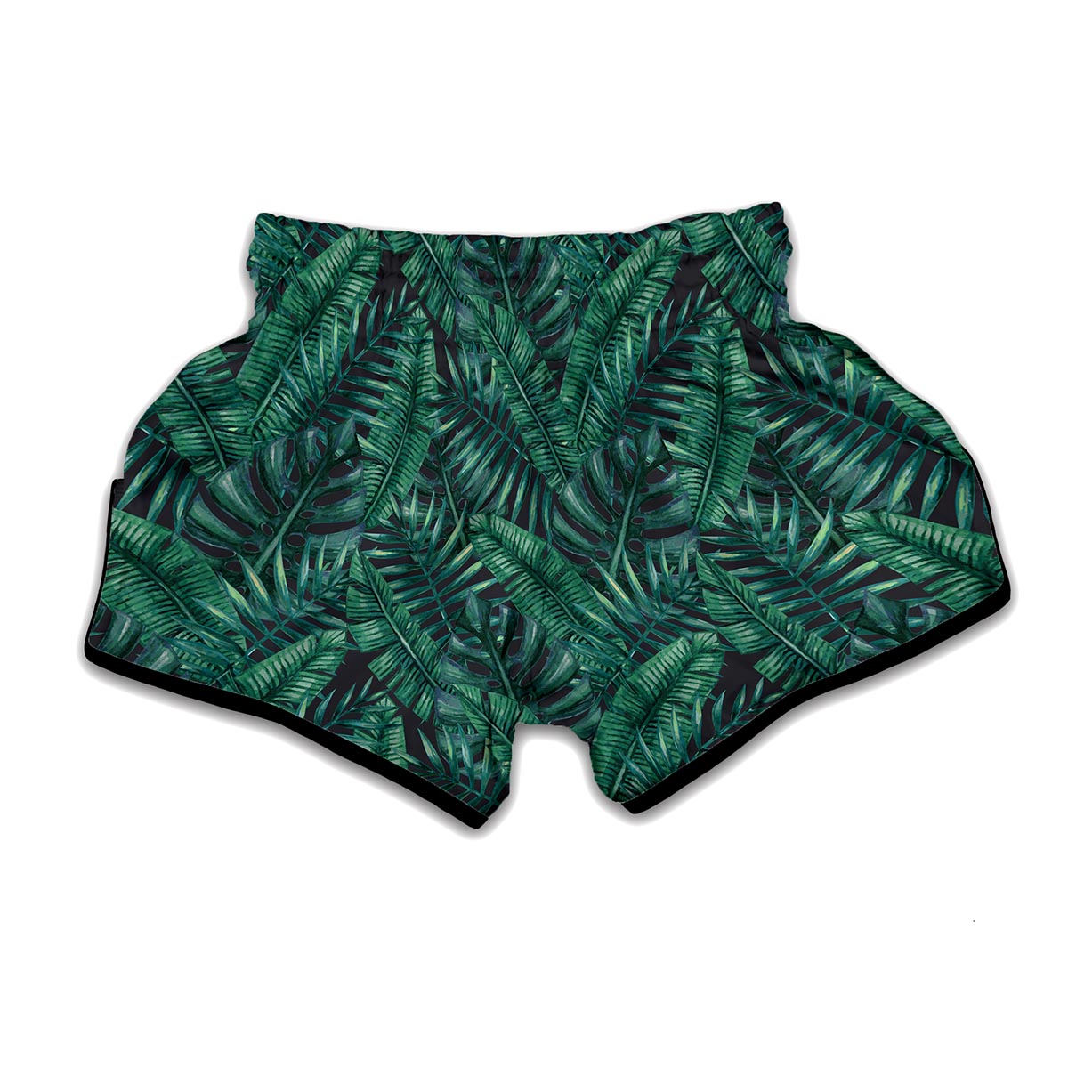 Watercolor Tropical Leaf Pattern Print Muay Thai Boxing Shorts