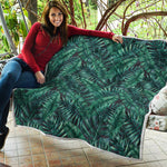Watercolor Tropical Leaf Pattern Print Quilt
