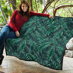 Watercolor Tropical Leaf Pattern Print Quilt