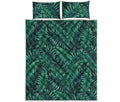Watercolor Tropical Leaf Pattern Print Quilt Bed Set