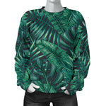 Watercolor Tropical Leaf Pattern Print Women's Crewneck Sweatshirt GearFrost