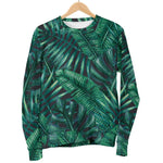 Watercolor Tropical Leaf Pattern Print Women's Crewneck Sweatshirt GearFrost