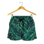 Watercolor Tropical Leaf Pattern Print Women's Shorts