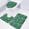 Watercolor Tropical Leaves Pattern Print 3 Piece Bath Mat Set