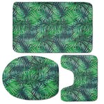 Watercolor Tropical Leaves Pattern Print 3 Piece Bath Mat Set