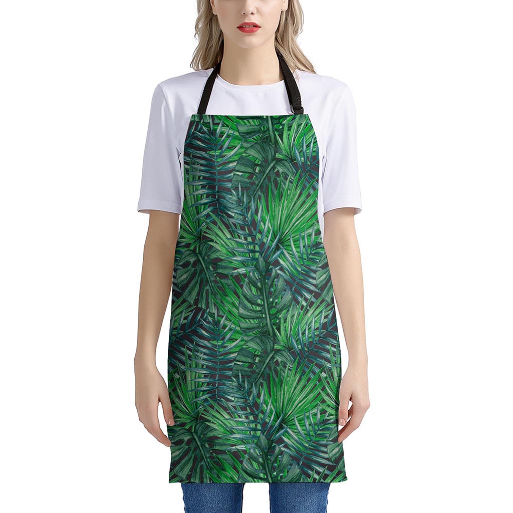 Watercolor Tropical Leaves Pattern Print Apron