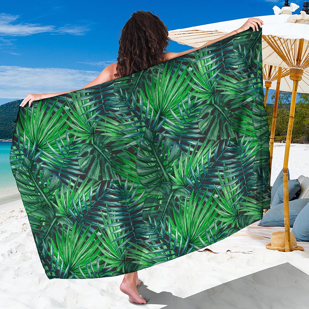 Watercolor Tropical Leaves Pattern Print Beach Sarong Wrap