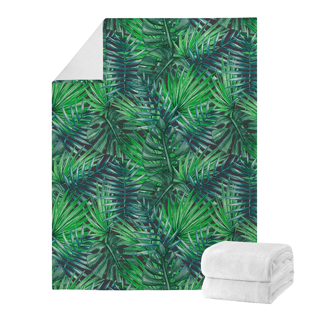 Watercolor Tropical Leaves Pattern Print Blanket