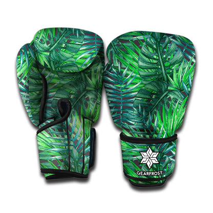 Watercolor Tropical Leaves Pattern Print Boxing Gloves