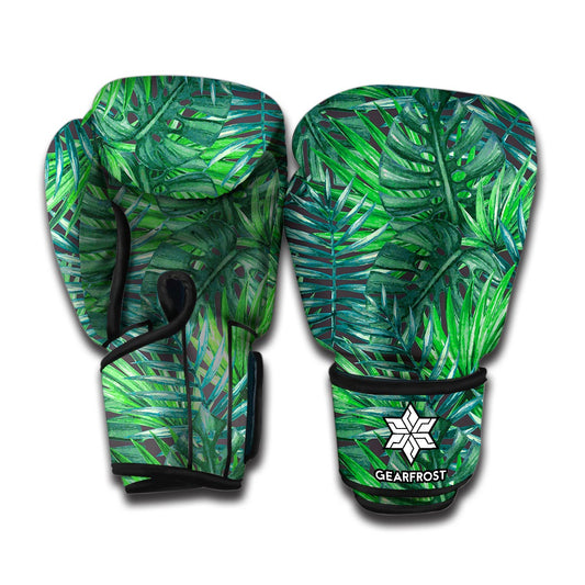 Watercolor Tropical Leaves Pattern Print Boxing Gloves