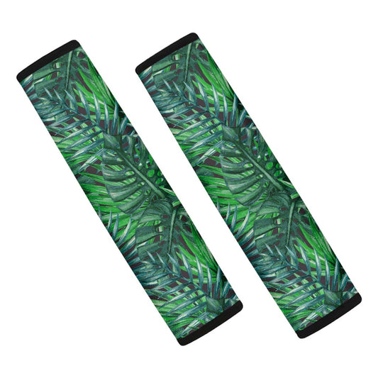 Watercolor Tropical Leaves Pattern Print Car Seat Belt Covers