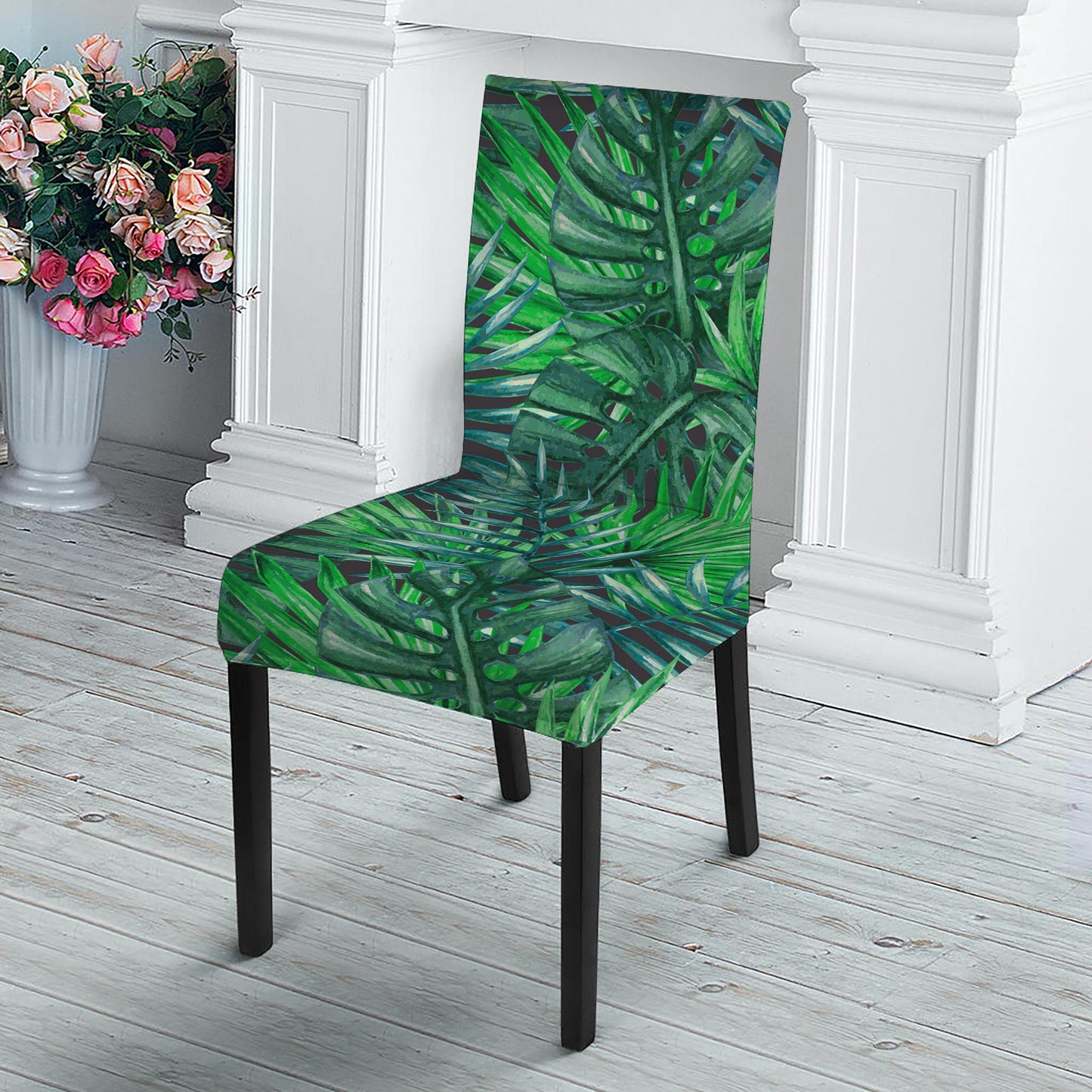 Watercolor Tropical Leaves Pattern Print Dining Chair Slipcover