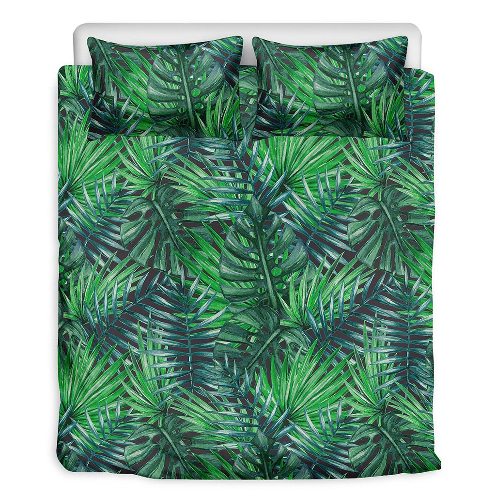 Watercolor Tropical Leaves Pattern Print Duvet Cover Bedding Set