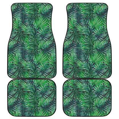 Watercolor Tropical Leaves Pattern Print Front and Back Car Floor Mats