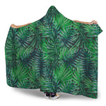 Watercolor Tropical Leaves Pattern Print Hooded Blanket