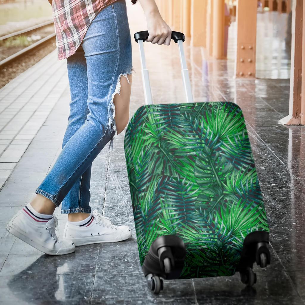 Watercolor Tropical Leaves Pattern Print Luggage Cover GearFrost