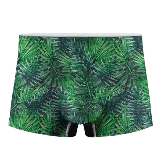 Watercolor Tropical Leaves Pattern Print Men's Boxer Briefs