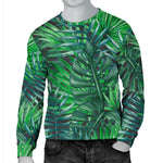 Watercolor Tropical Leaves Pattern Print Men's Crewneck Sweatshirt GearFrost