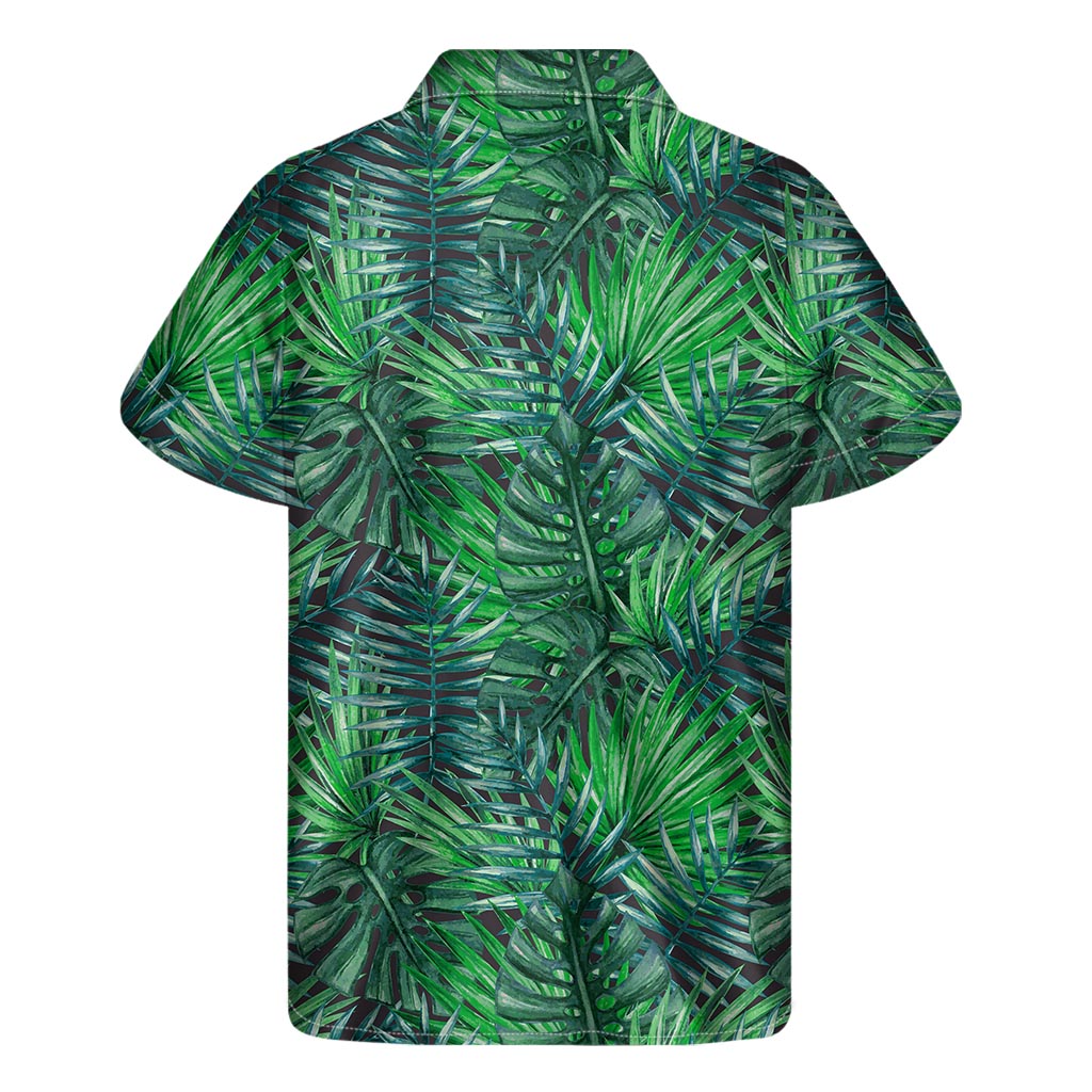 Watercolor Tropical Leaves Pattern Print Men's Short Sleeve Shirt
