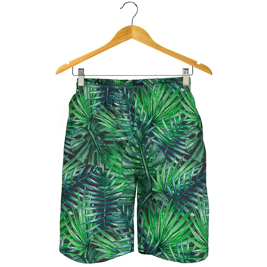 Watercolor Tropical Leaves Pattern Print Men's Shorts