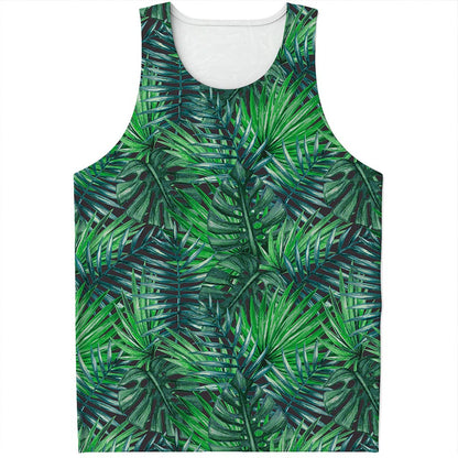 Watercolor Tropical Leaves Pattern Print Men's Tank Top