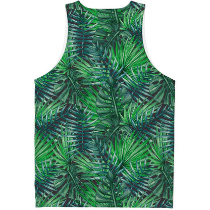 Watercolor Tropical Leaves Pattern Print Men's Tank Top