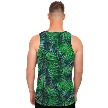 Watercolor Tropical Leaves Pattern Print Men's Tank Top