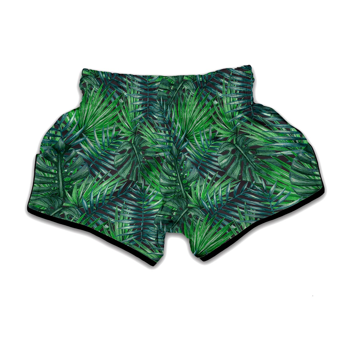 Watercolor Tropical Leaves Pattern Print Muay Thai Boxing Shorts