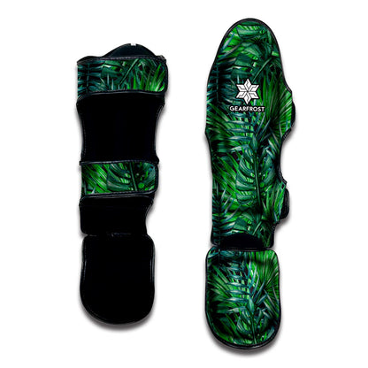 Watercolor Tropical Leaves Pattern Print Muay Thai Shin Guard