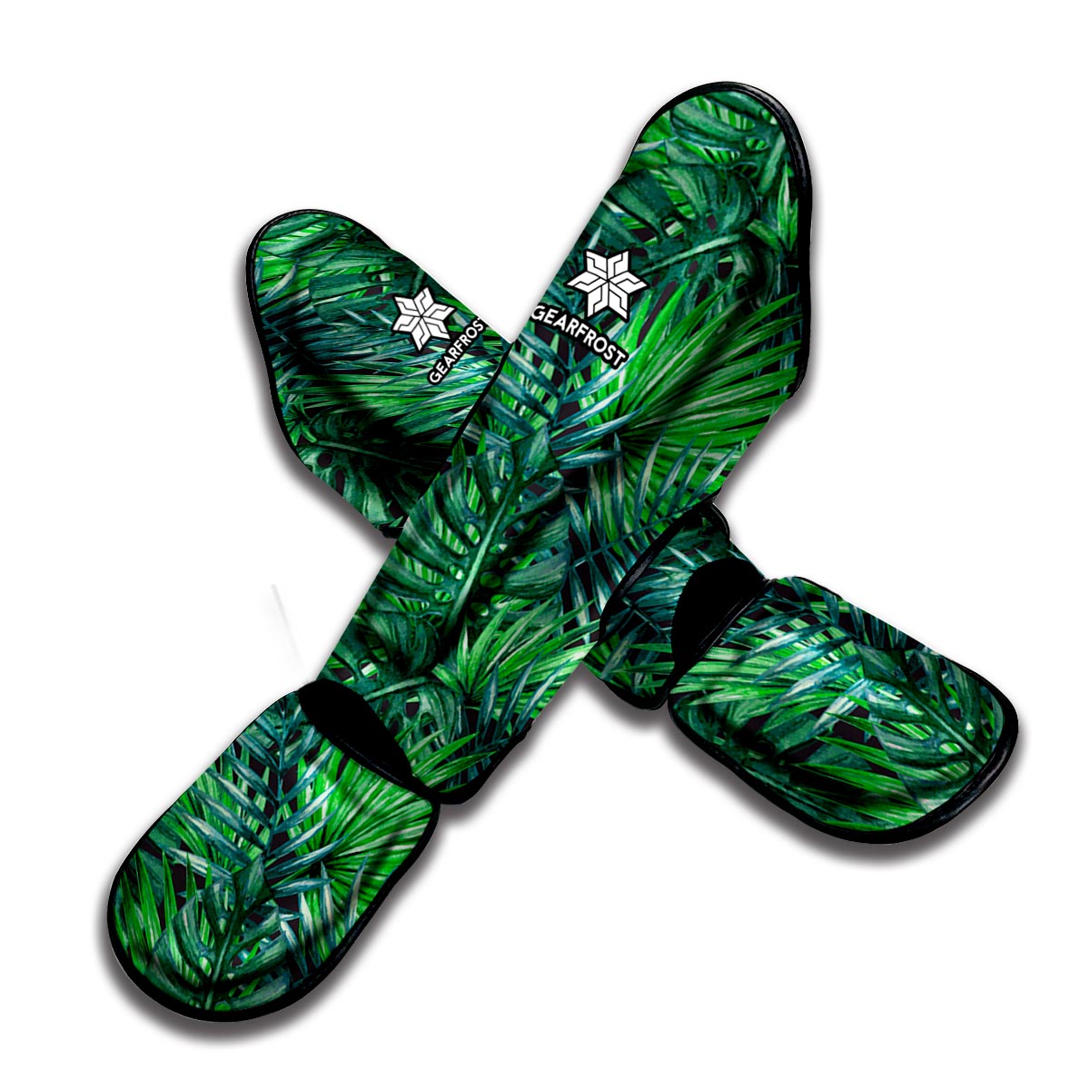 Watercolor Tropical Leaves Pattern Print Muay Thai Shin Guard